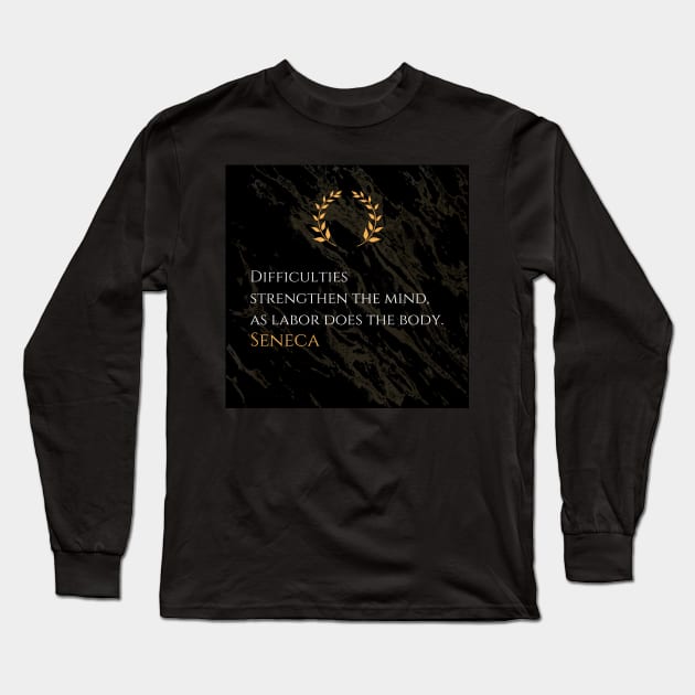 Seneca's Insight: Resilience Through Adversity Long Sleeve T-Shirt by Dose of Philosophy